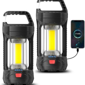 2 Pack Camping Lantern Rechargeable, 2000LM Rechargeable Lantern with 4400mAh Battery, Waterproof LED Camping Light, Portable Lanterns for Power Outages, Hurricane and Outdoor Use