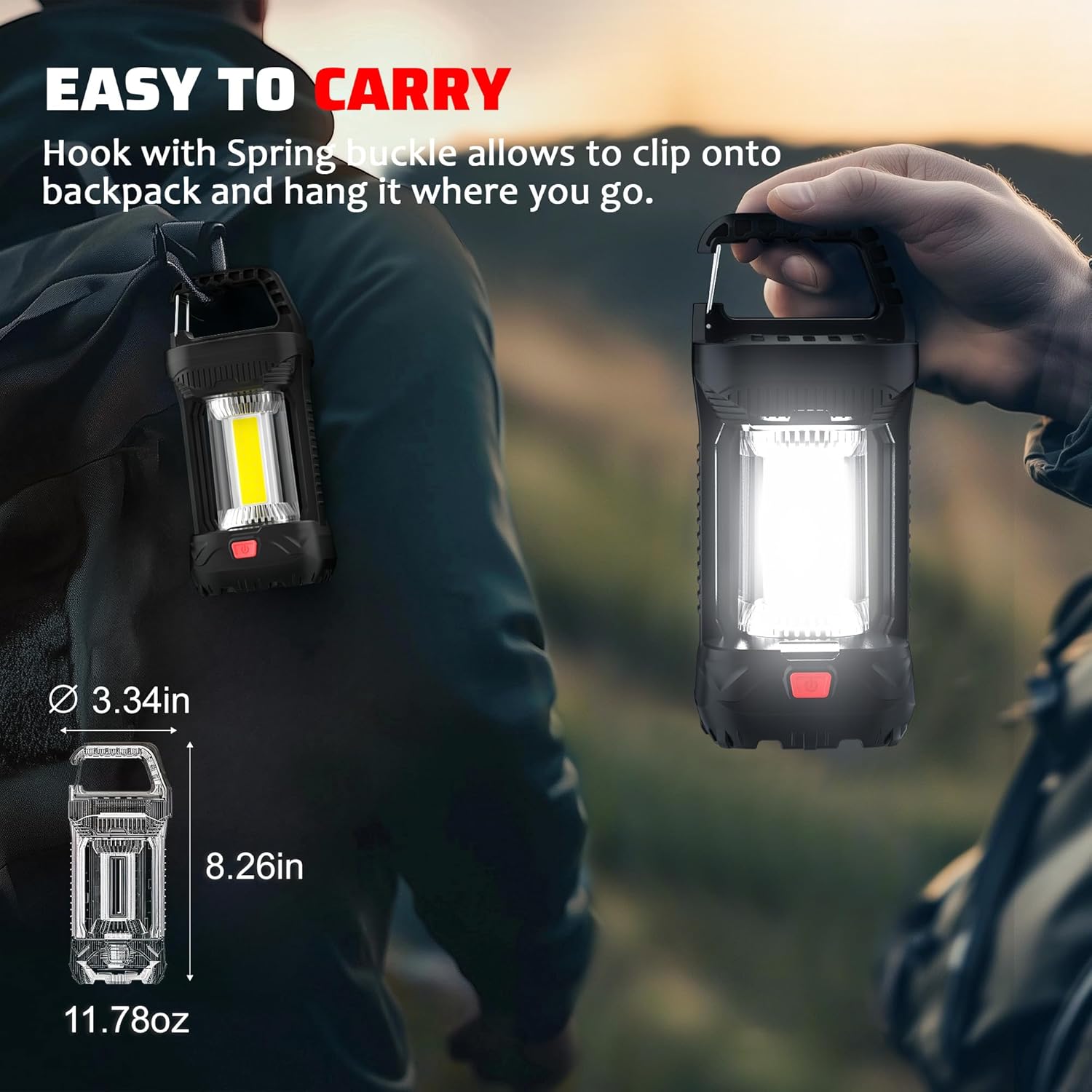 2 Pack Camping Lantern Rechargeable, 2000LM Rechargeable Lantern with 4400mAh Battery, Waterproof LED Camping Light, Portable Lanterns for Power Outages, Hurricane and Outdoor Use - Image 6
