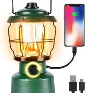 LED Camping Lantern, 2500LM Dimmable Vintage Rechargeable Lantern, Water Resistant Portable Emergency Lights for Camping, Home Power Outage, Hurricane, Hiking