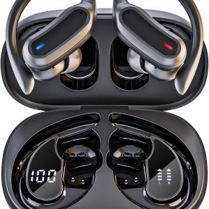 Wireless Earbuds, Bluetooth 5.4 Headphones, True Wireless Stereo Earphones with IPX7 Waterproof, Noise Cancelling Mic, Fast Charging and Comfort Fit Ear Buds for Sports/Workouts - Black