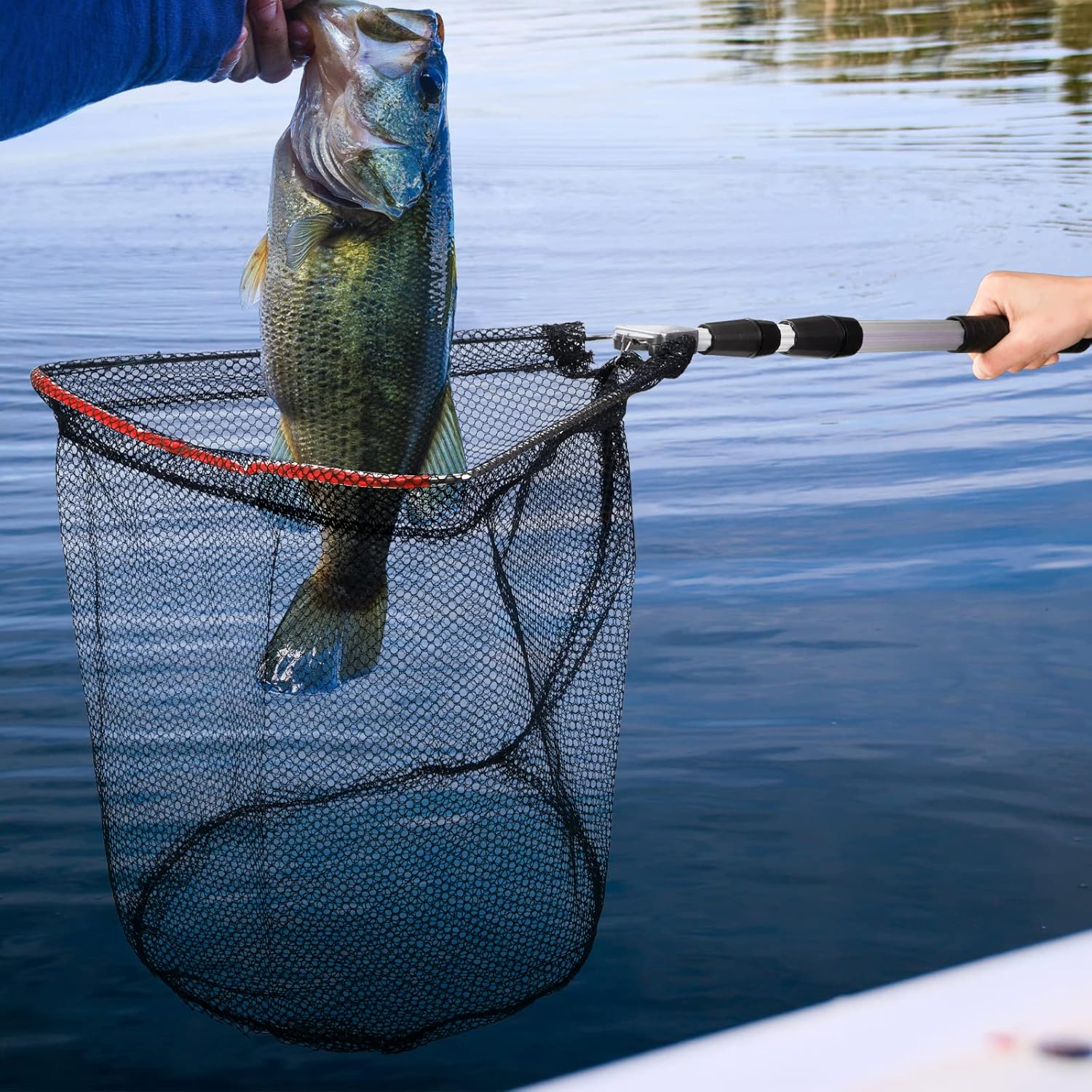 ZENFUN 2 Pack Fishing Net with Telescopic Pole Handle, Fish Landing Net with Sturdy Collapsible Handle, Folding Nylon Mesh Landing Net for Saltwater and Freshwater, Extend to 51 in(Black, White) - Image 5
