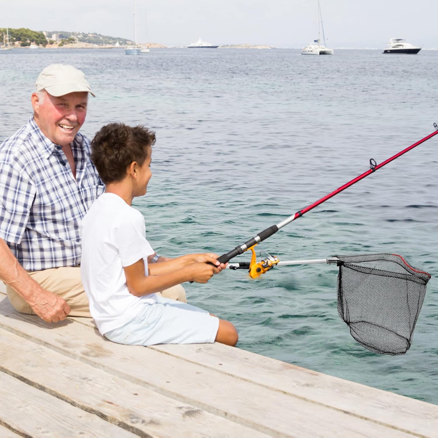 ZENFUN 2 Pack Fishing Net with Telescopic Pole Handle, Fish Landing Net with Sturdy Collapsible Handle, Folding Nylon Mesh Landing Net for Saltwater and Freshwater, Extend to 51 in(Black, White) - Image 6